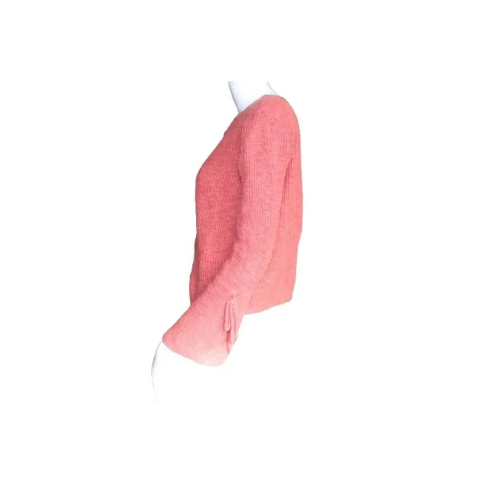 Lucky Brand Dark Pink Crop Sweater Shoe Lace Round Neck Size Small